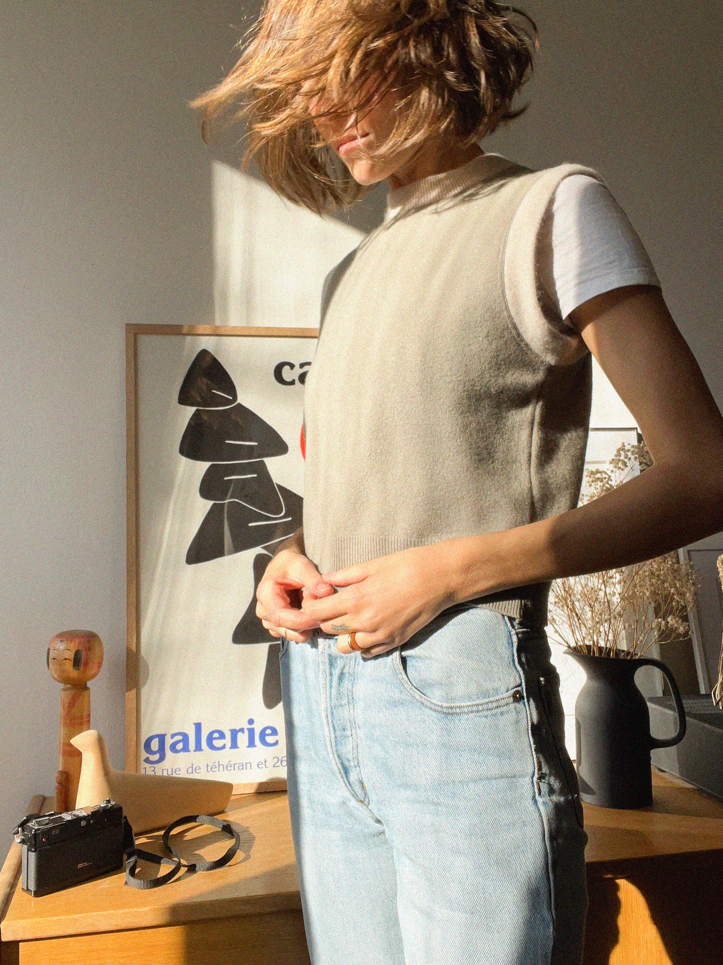 Cashmere Vest Green-Grey