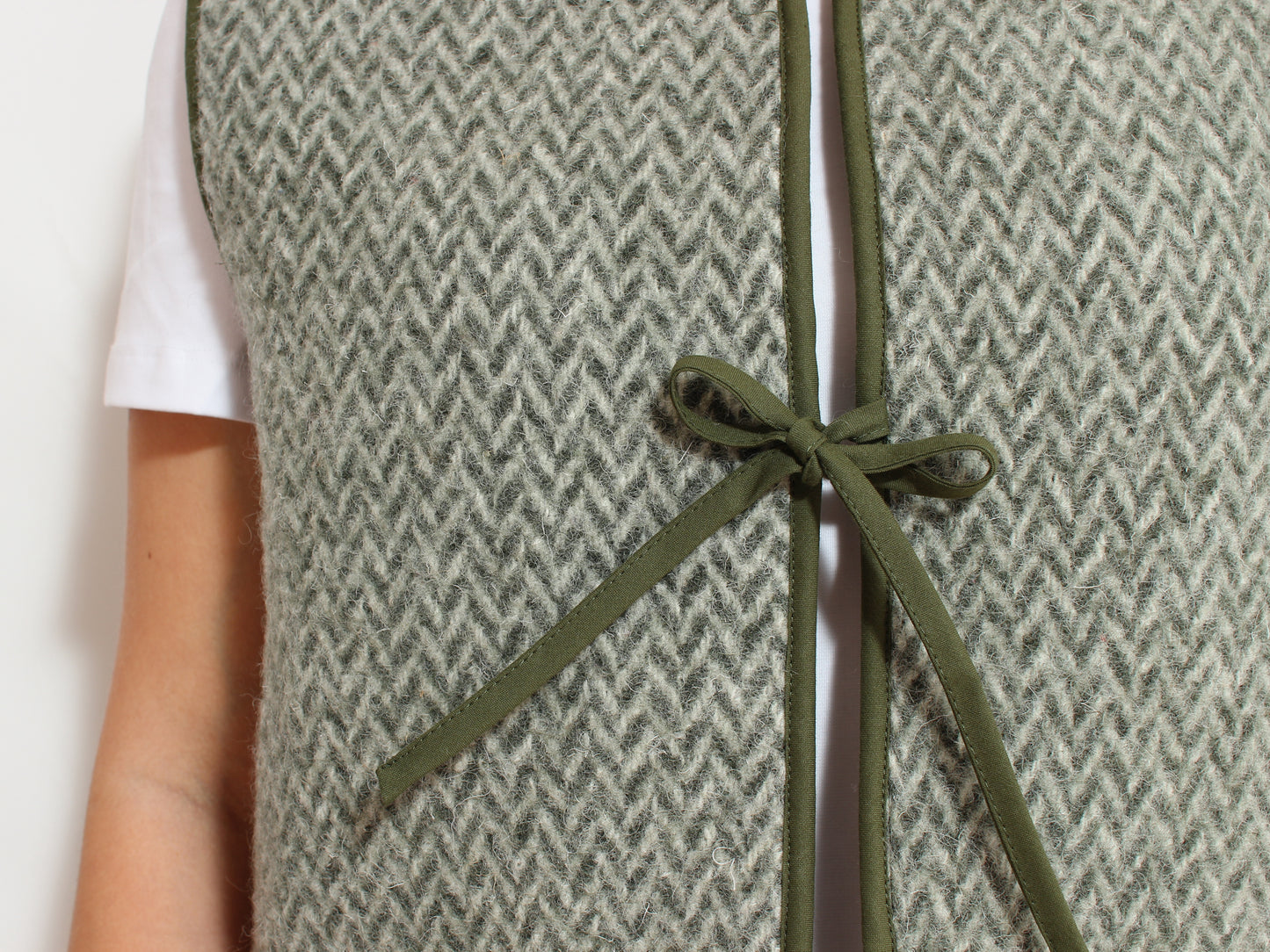 Green Herringbone Vest