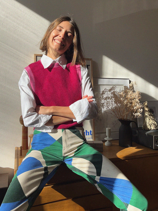 Cashmere Vest Electric Pink