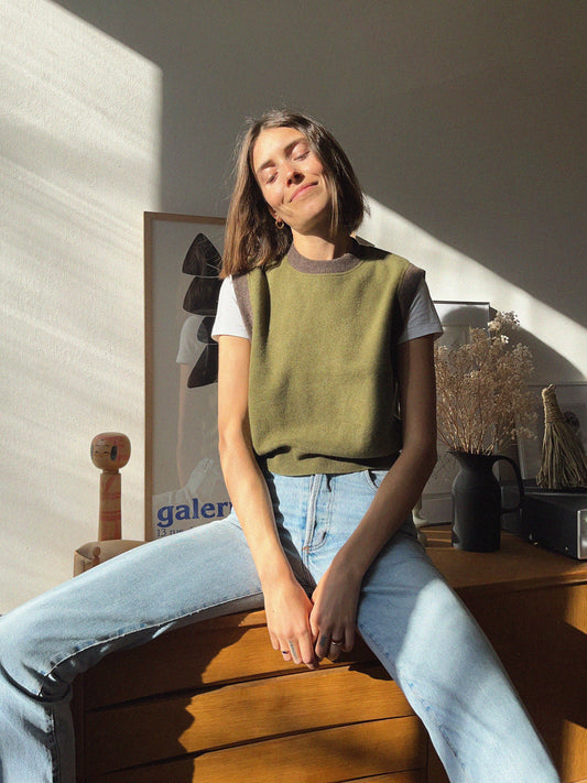 Cashmere Vest Khaki Green