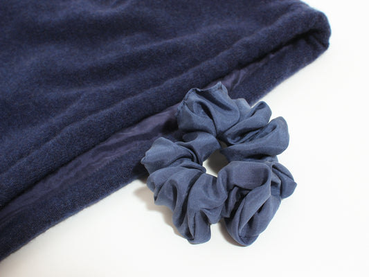 Navy Blue Hood Cashmere & Silk