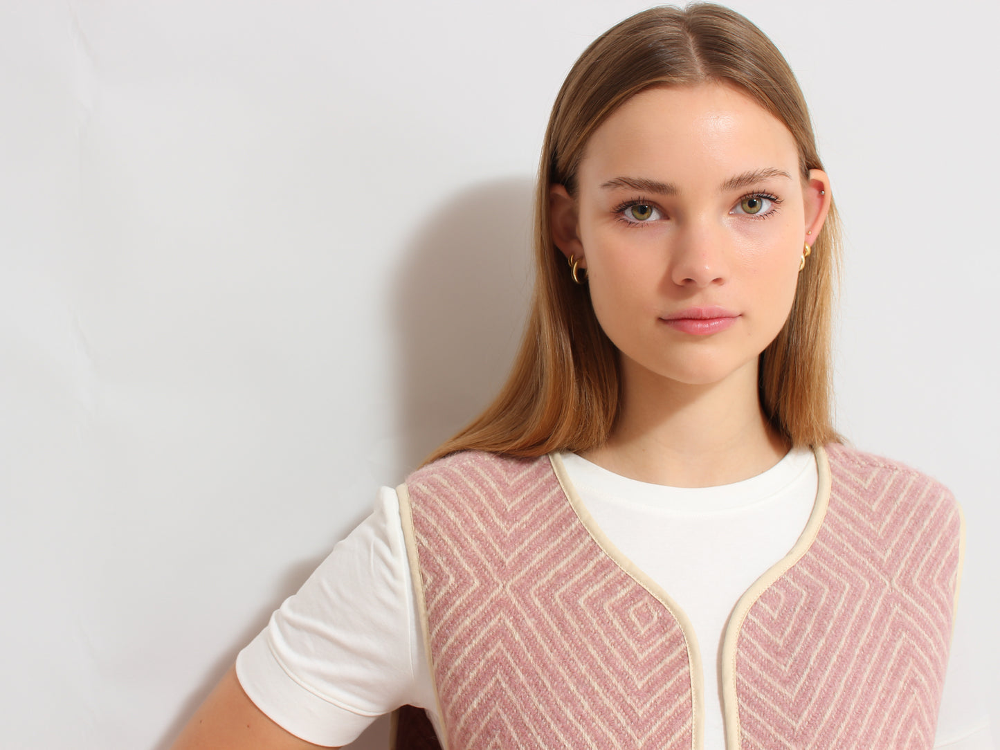 Pink Herringbone Vest