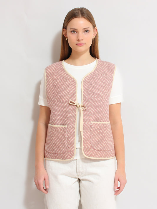 Pink Herringbone Vest