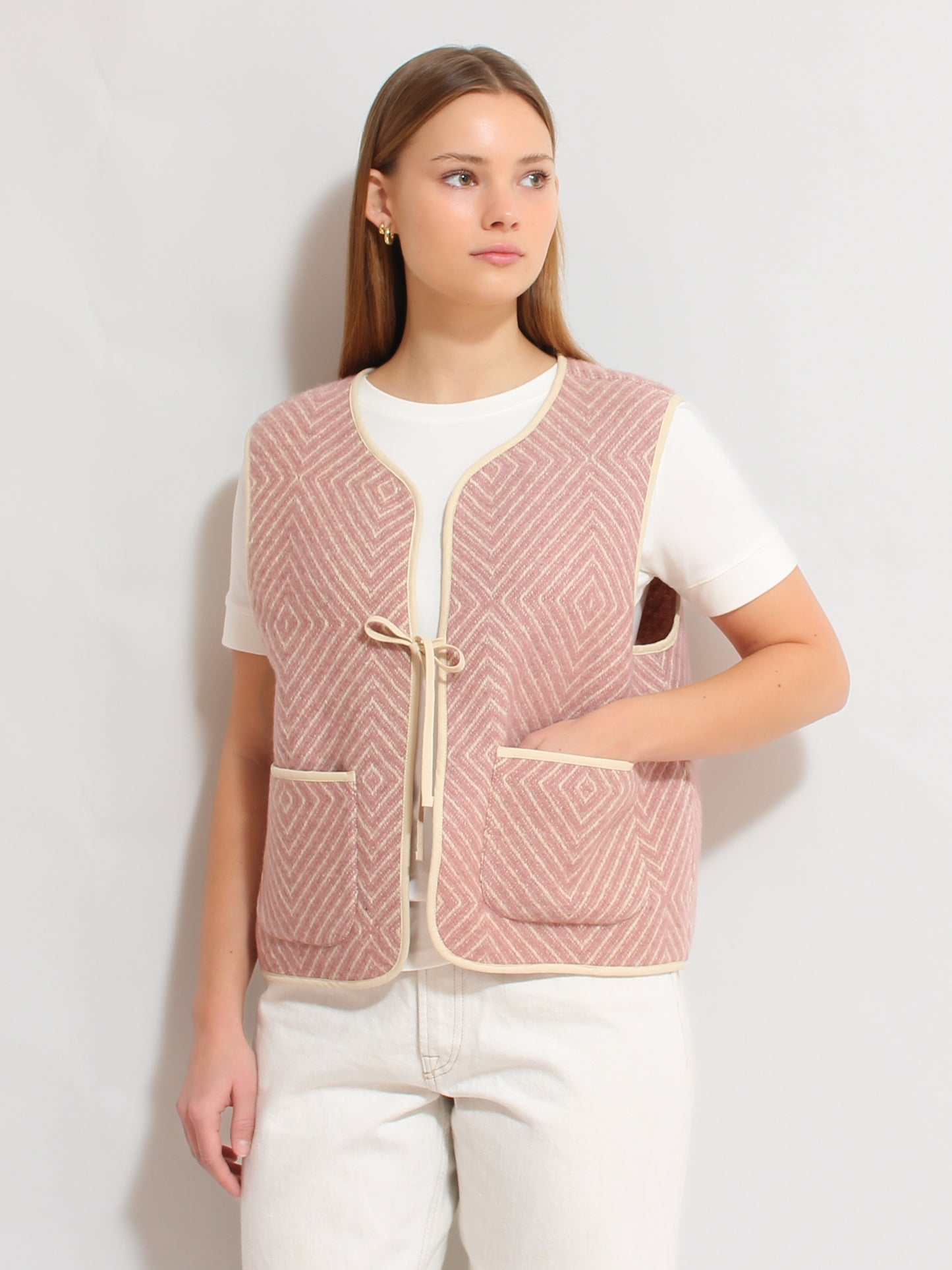 Pink Herringbone Vest