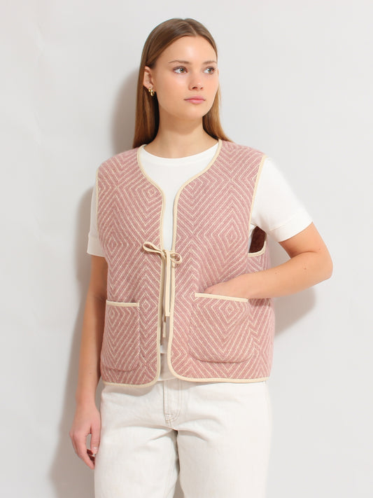 Pink Herringbone Vest