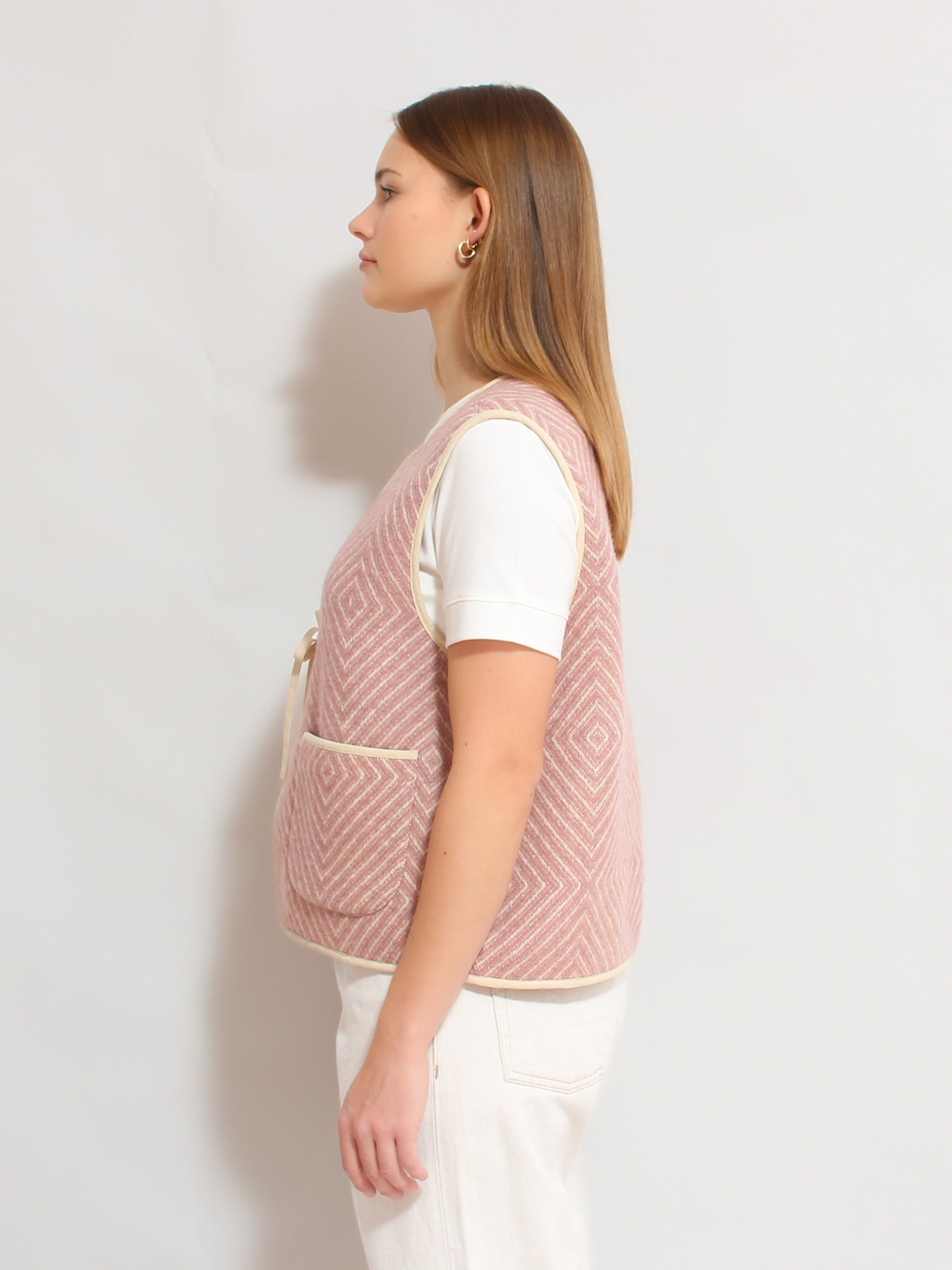 Pink Herringbone Vest