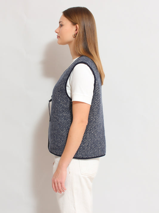 Navy Blue Herringbone Vest