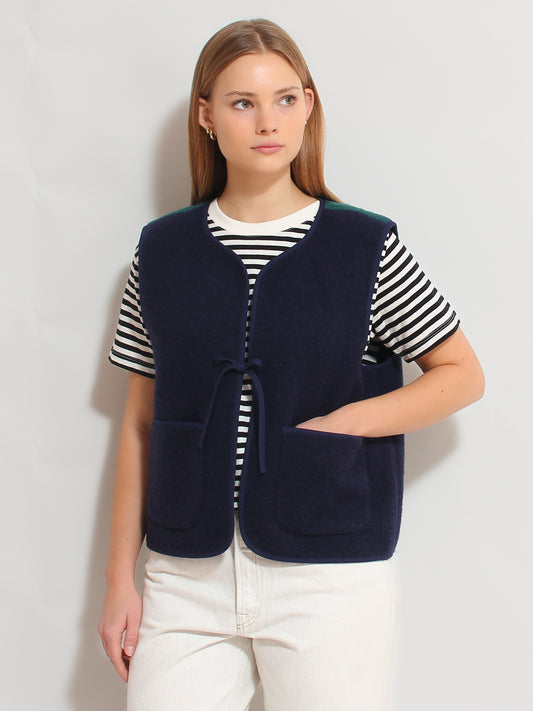Navy Blue - Green Vest
