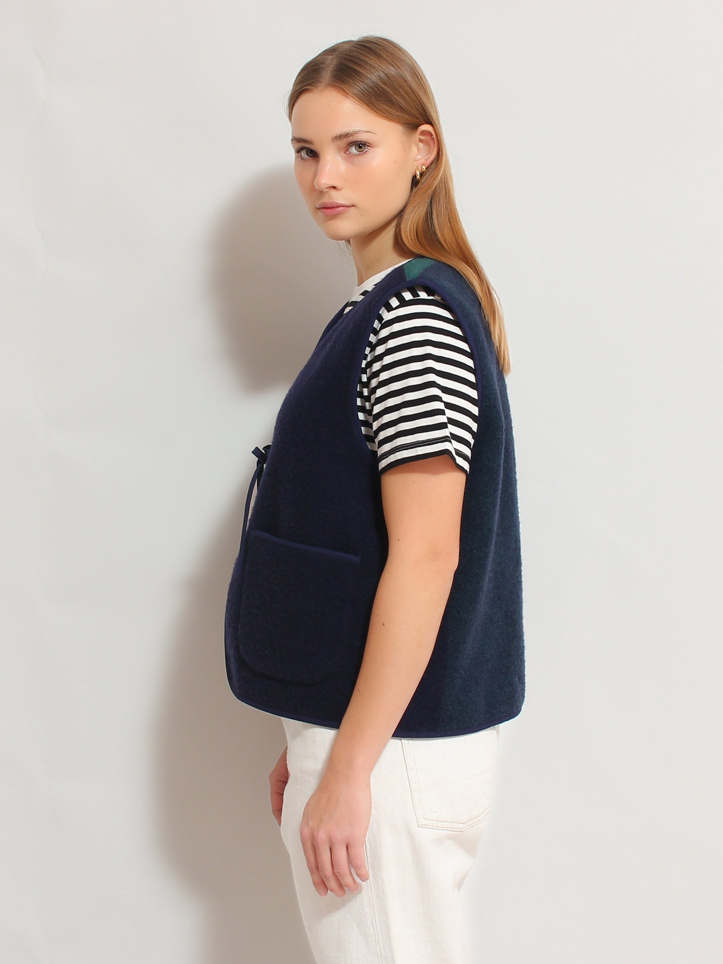 Navy Blue - Green Vest