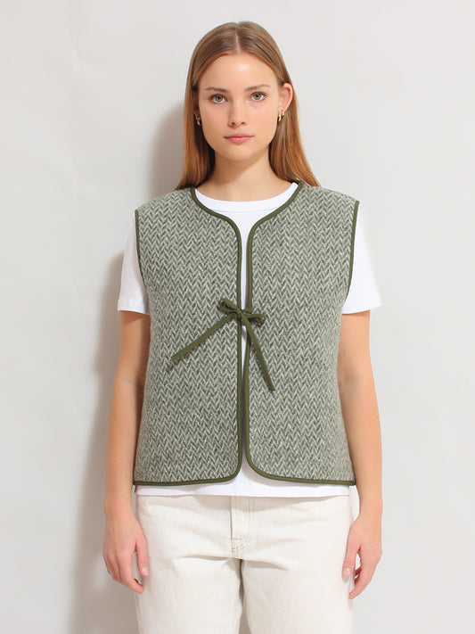 Green Herringbone Vest
