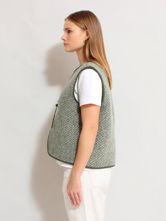 Green Herringbone Vest