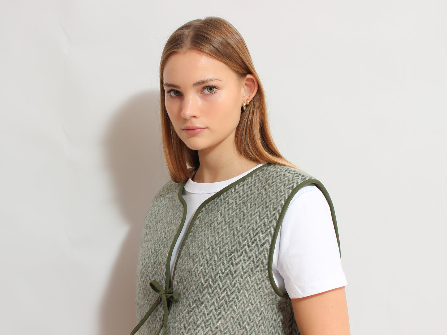 Green Herringbone Vest